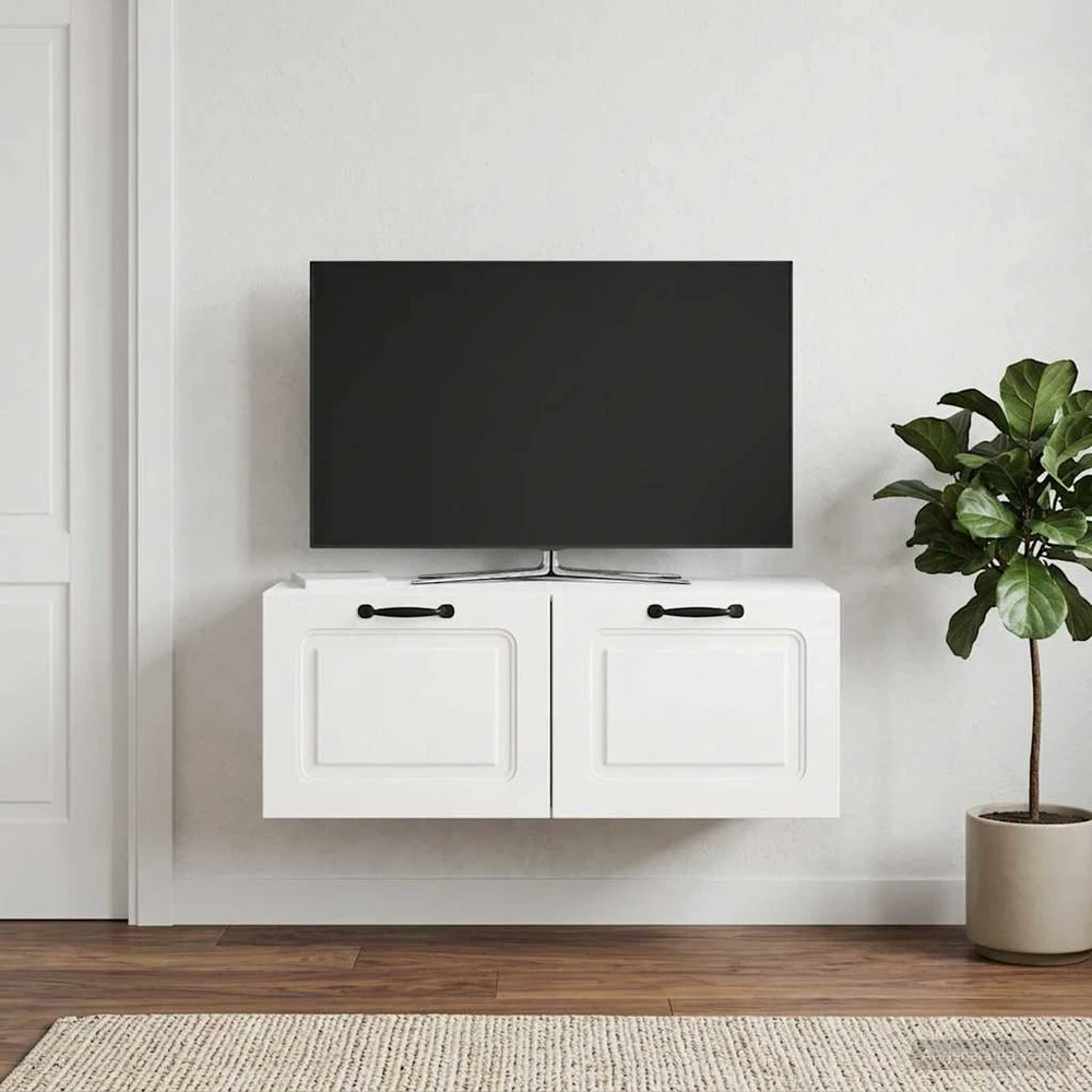 TV staliukas Sieninė TV spintelė Itin blizgi balta 78,5 x 31 x 30 cm