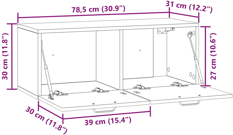 TV staliukas Sieninė TV spintelė Itin blizgi balta 78,5 x 31 x 30 cm