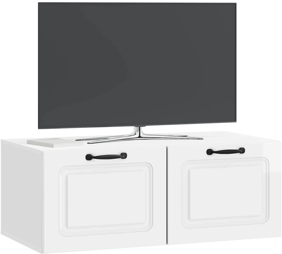TV staliukas Sieninė TV spintelė Itin blizgi balta 78,5 x 41 x 30 cm