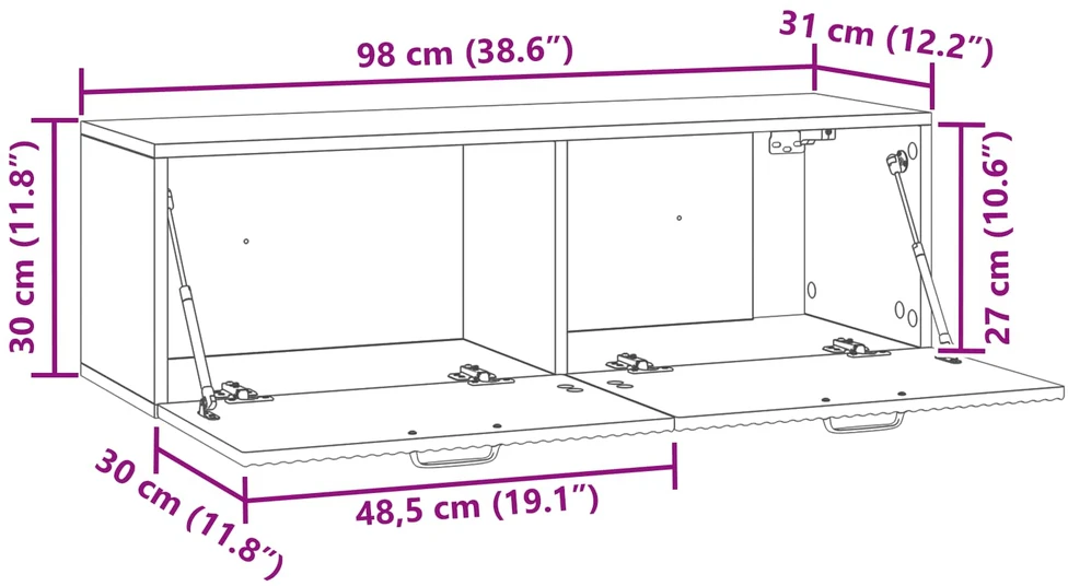 TV staliukas Sieninė TV spintelė Itin blizgi balta 98 x 31 x 30 cm