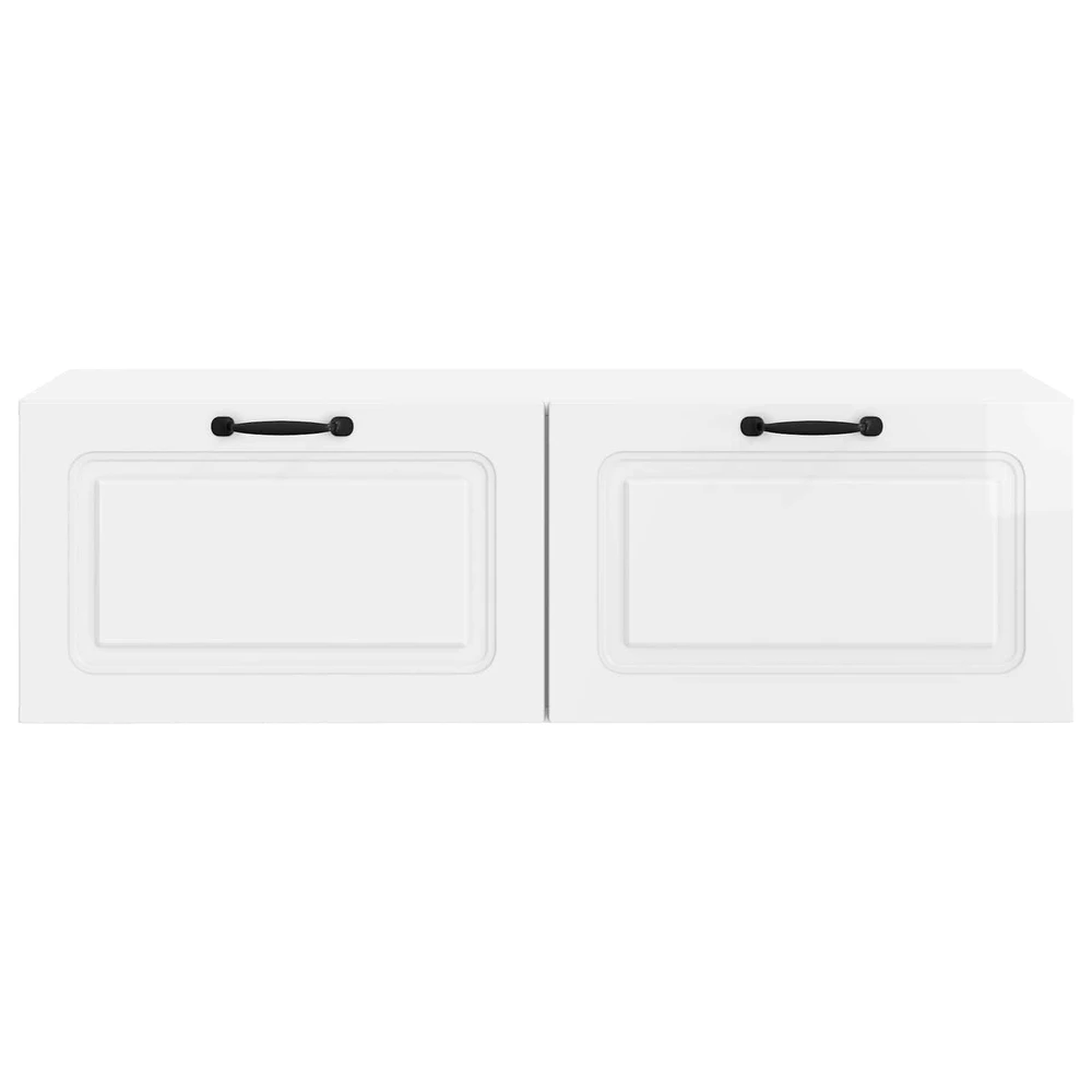TV staliukas Sieninė TV spintelė Itin blizgi balta 98 x 41 x 30 cm