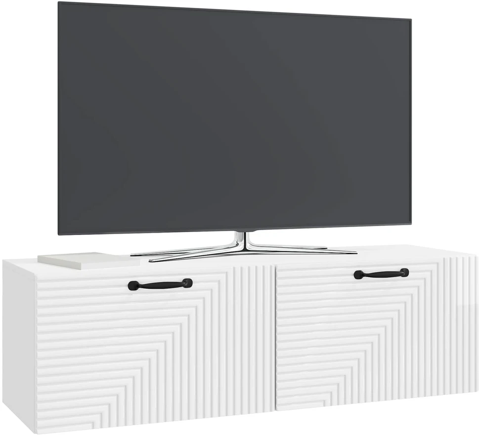 TV staliukas Sieninė TV spintelė Itin blizgi balta 98 x 31 x 30 cm