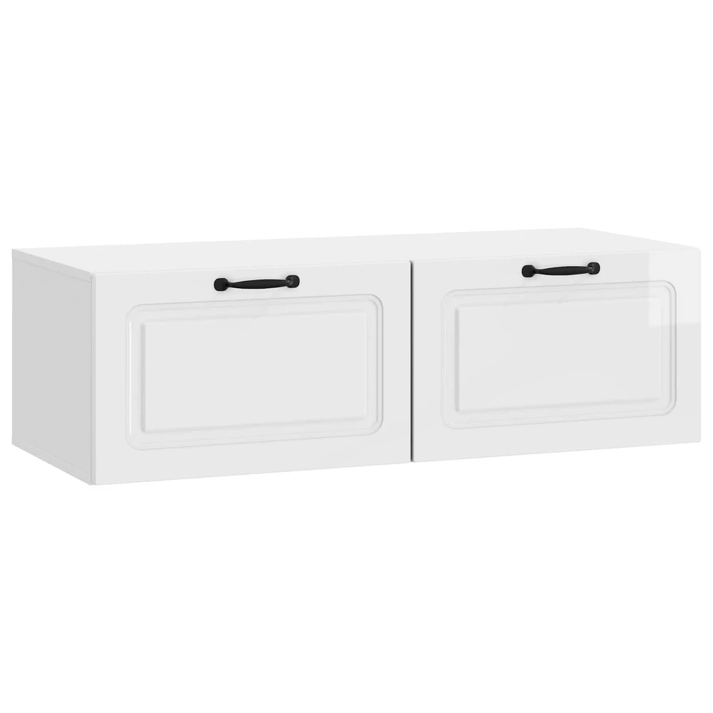 TV staliukas Sieninė TV spintelė Itin blizgi balta 98 x 41 x 30 cm