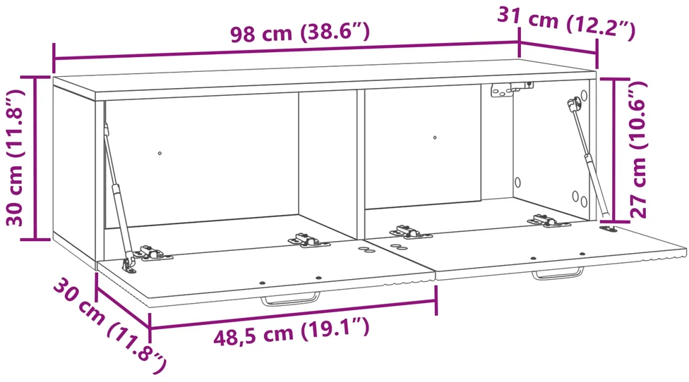 TV staliukas Sieninė TV spintelė Itin blizgi balta 98 x 31 x 30 cm