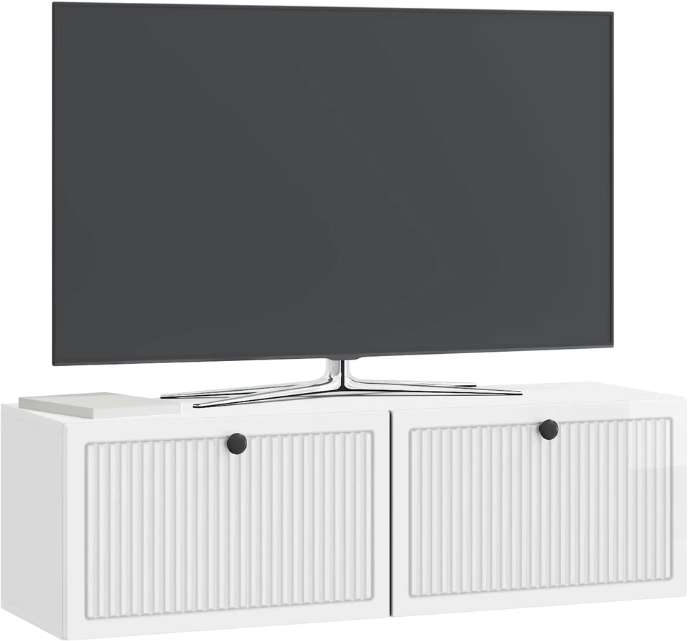 TV staliukas Sieninė TV spintelė Itin blizgi balta 98 x 31 x 30 cm