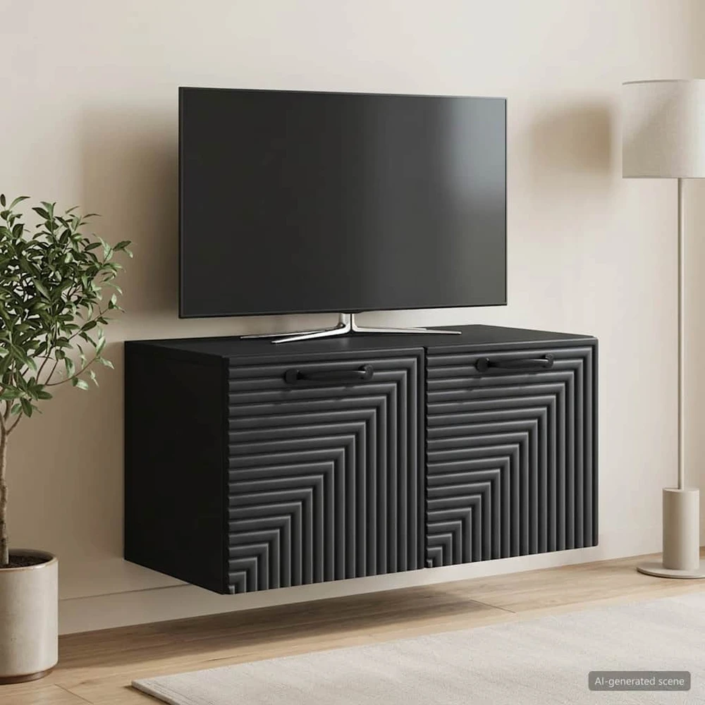 TV staliukas Sieninė TV spintelė Juoda 59,5 x 31 x 30 cm Apdirbta mediena