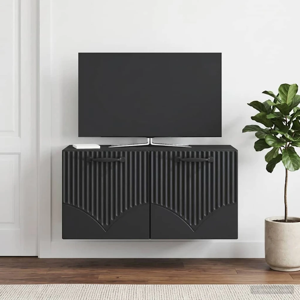 TV staliukas Sieninė TV spintelė Juoda 59,5 x 31 x 30 cm Apdirbta mediena