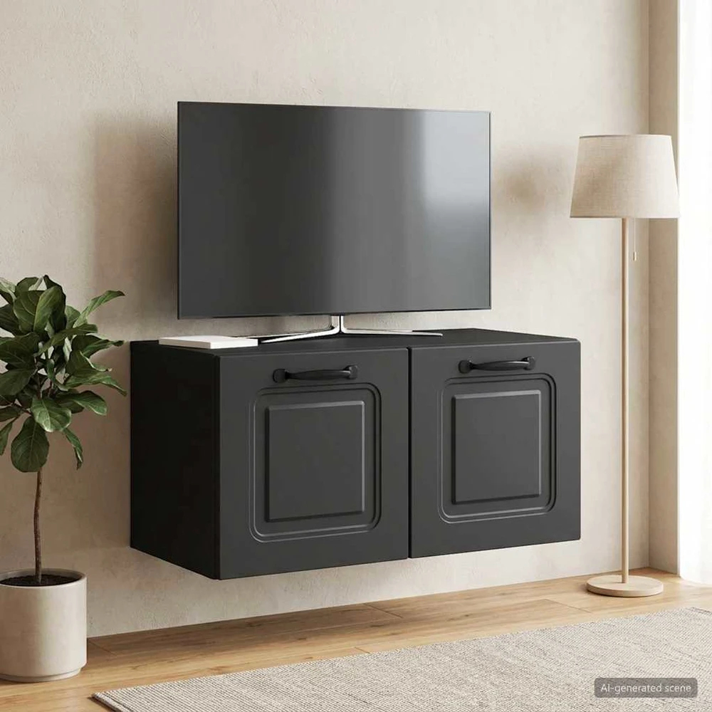 TV staliukas Sieninė TV spintelė Juoda 59,5 x 31 x 30 cm Apdirbta mediena