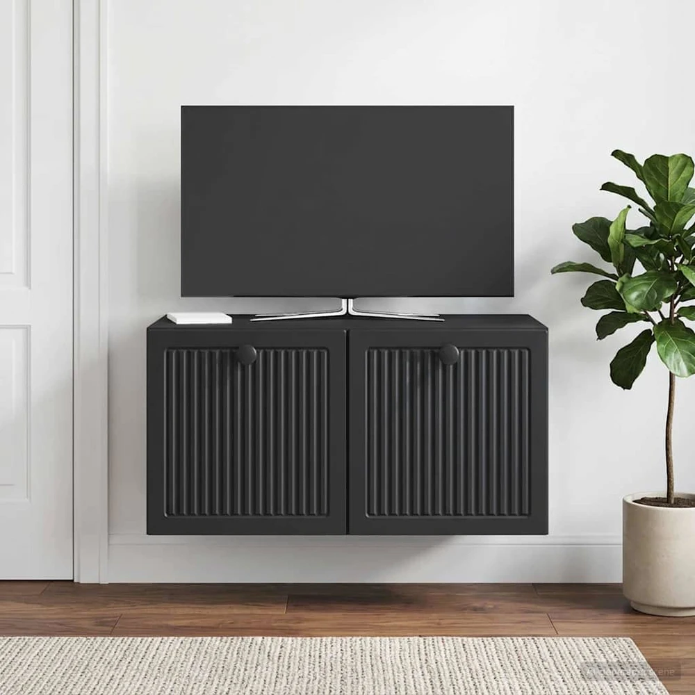 TV staliukas Sieninė TV spintelė Juoda 59,5 x 31 x 30 cm Apdirbta mediena