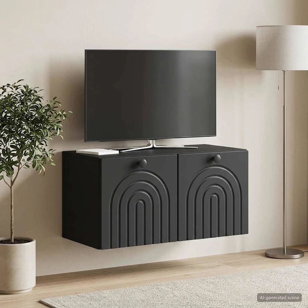 TV staliukas Sieninė TV spintelė Juoda 59,5 x 31 x 30 cm Apdirbta mediena