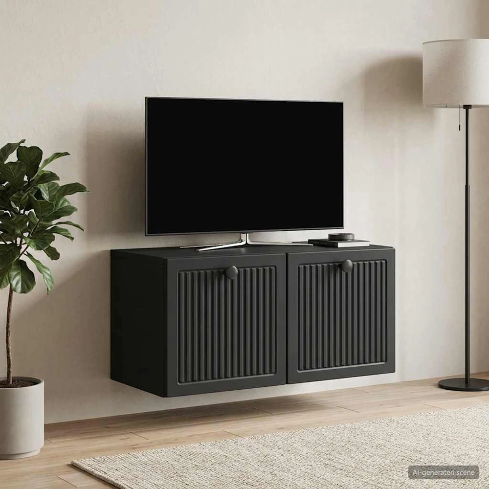 TV staliukas Sieninė TV spintelė Juoda 59,5 x 31 x 30 cm Apdirbta mediena
