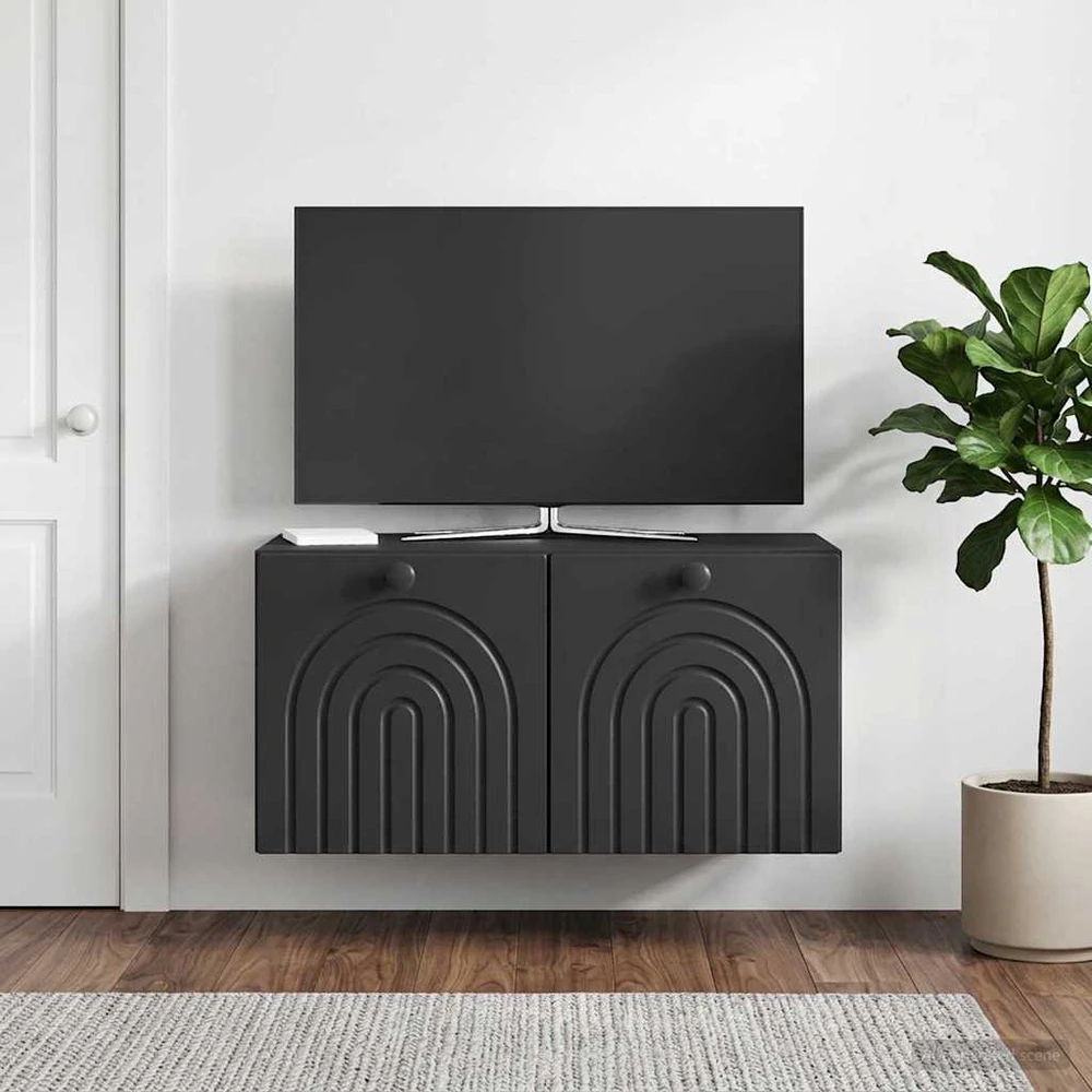 TV staliukas Sieninė TV spintelė Juoda 59,5 x 31 x 30 cm Apdirbta mediena