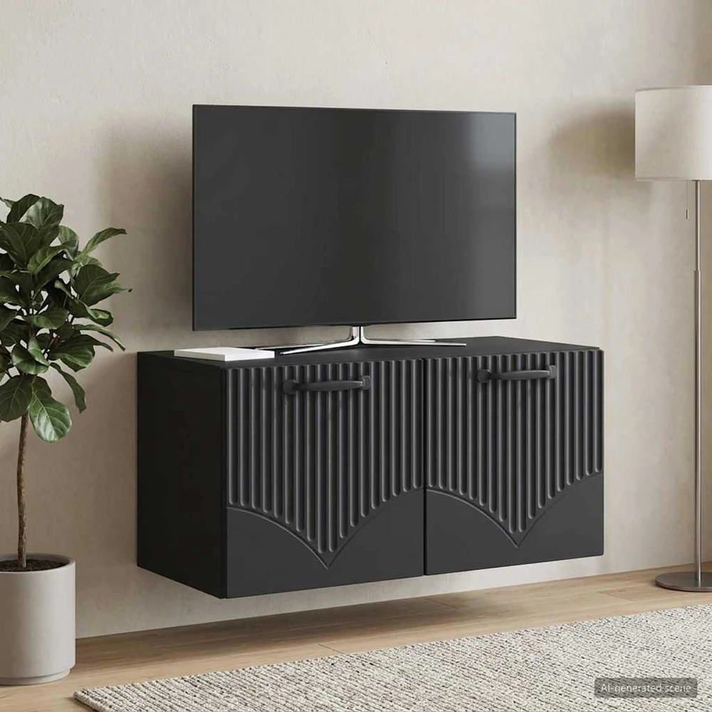TV staliukas Sieninė TV spintelė Juoda 59,5 x 31 x 30 cm Apdirbta mediena
