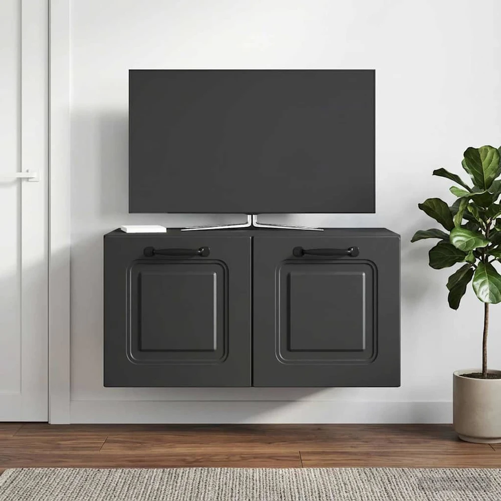 TV staliukas Sieninė TV spintelė Juoda 59,5 x 31 x 30 cm Apdirbta mediena
