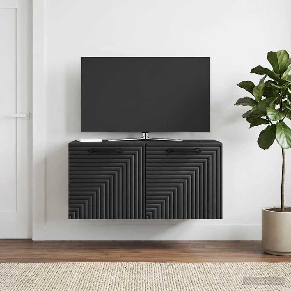 TV staliukas Sieninė TV spintelė Juoda 59,5 x 31 x 30 cm Apdirbta mediena