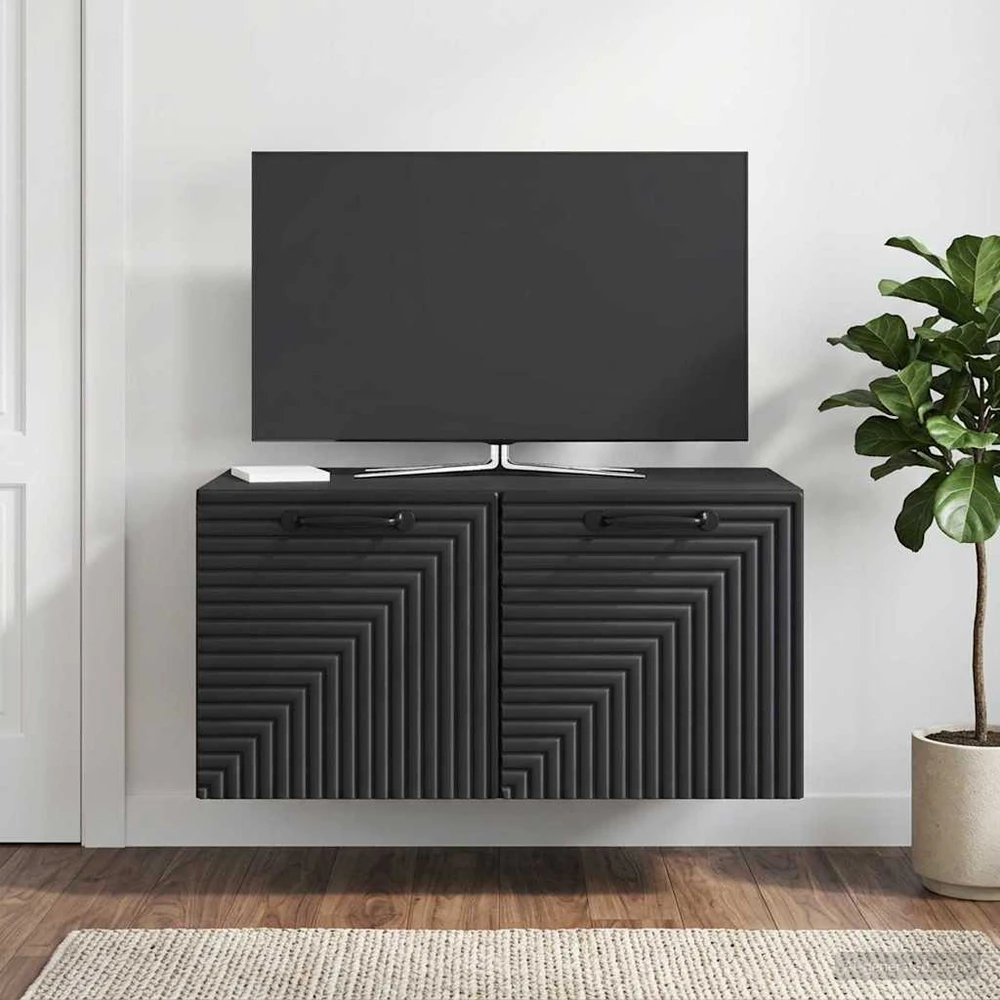 TV staliukas Sieninė TV spintelė Juoda 59,5 x 41 x 30 cm Apdirbta mediena