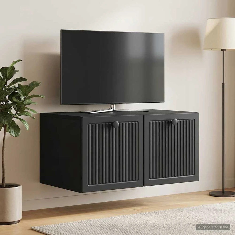 TV staliukas Sieninė TV spintelė Juoda 59,5 x 41 x 30 cm Apdirbta mediena
