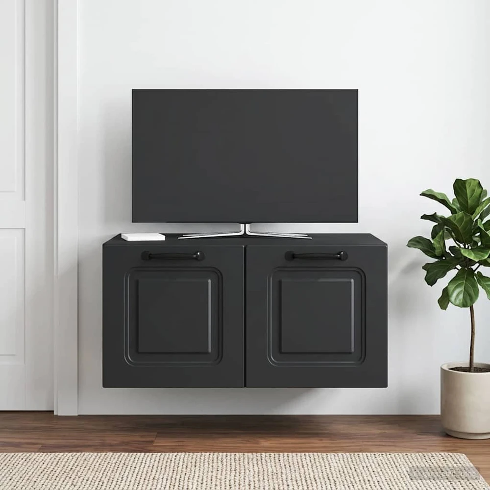 TV staliukas Sieninė TV spintelė Juoda 59,5 x 41 x 30 cm Apdirbta mediena