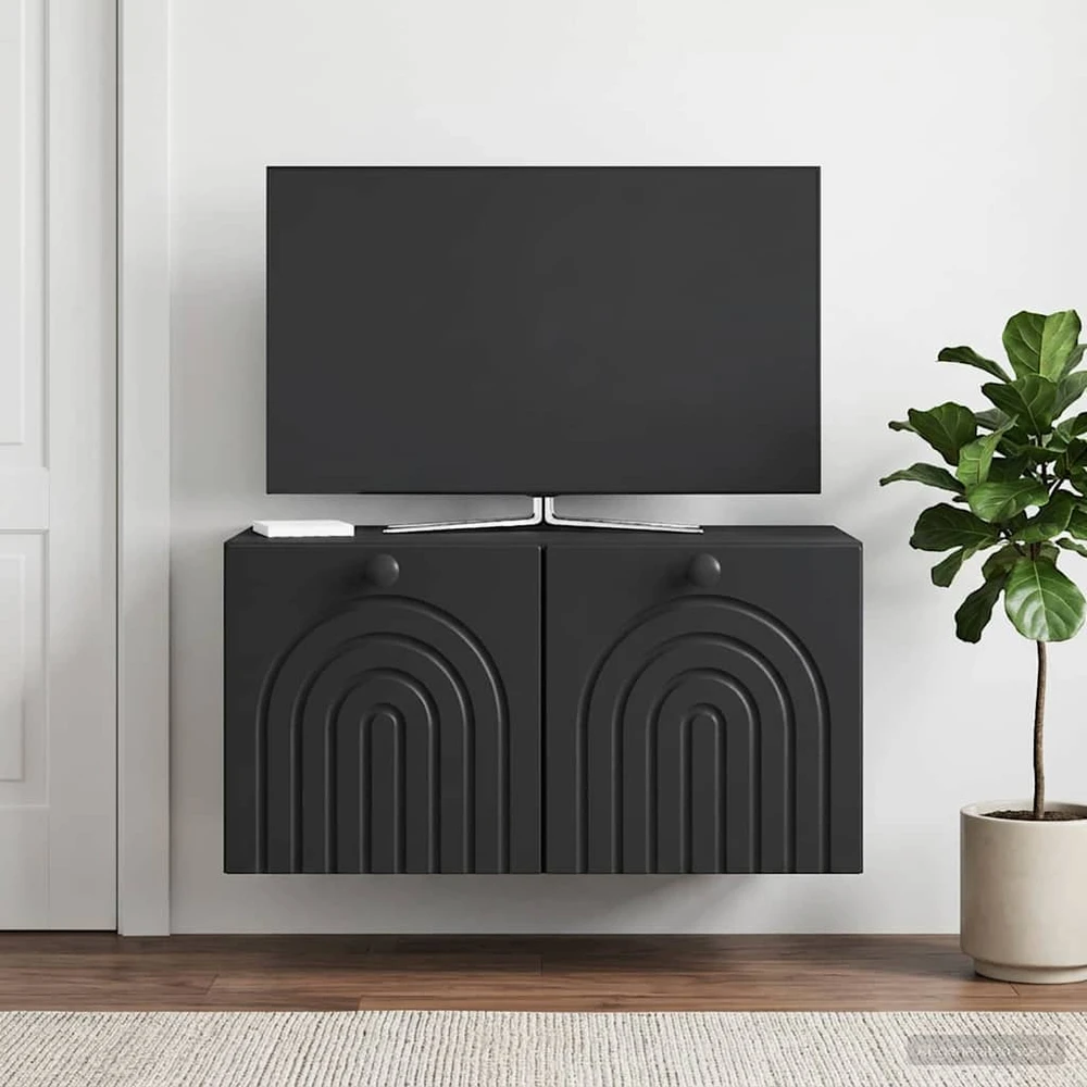 TV staliukas Sieninė TV spintelė Juoda 59,5 x 41 x 30 cm Apdirbta mediena