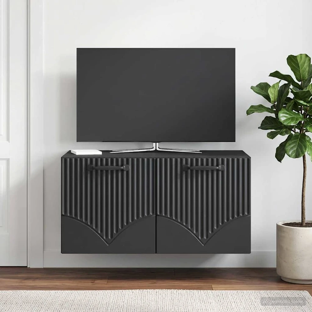 TV staliukas Sieninė TV spintelė Juoda 59,5 x 41 x 30 cm Apdirbta mediena