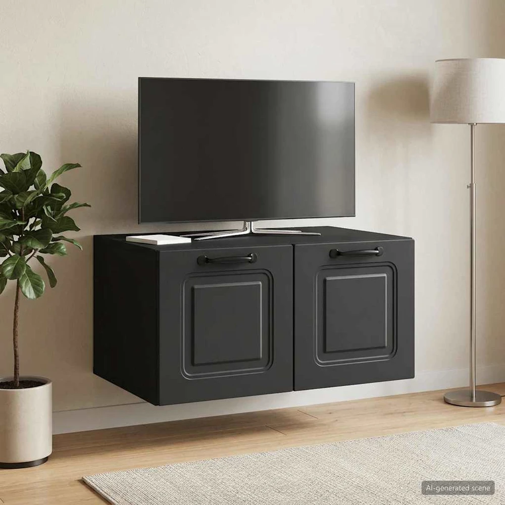 TV staliukas Sieninė TV spintelė Juoda 59,5 x 41 x 30 cm Apdirbta mediena