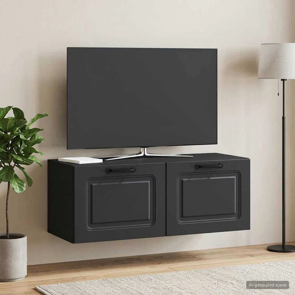 TV staliukas Sieninė TV spintelė Juoda 78,5 x 31 x 30 cm Apdirbta mediena