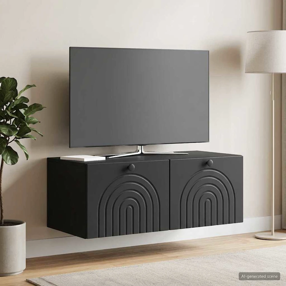 TV staliukas Sieninė TV spintelė Juoda 78,5 x 41 x 30 cm Apdirbta mediena