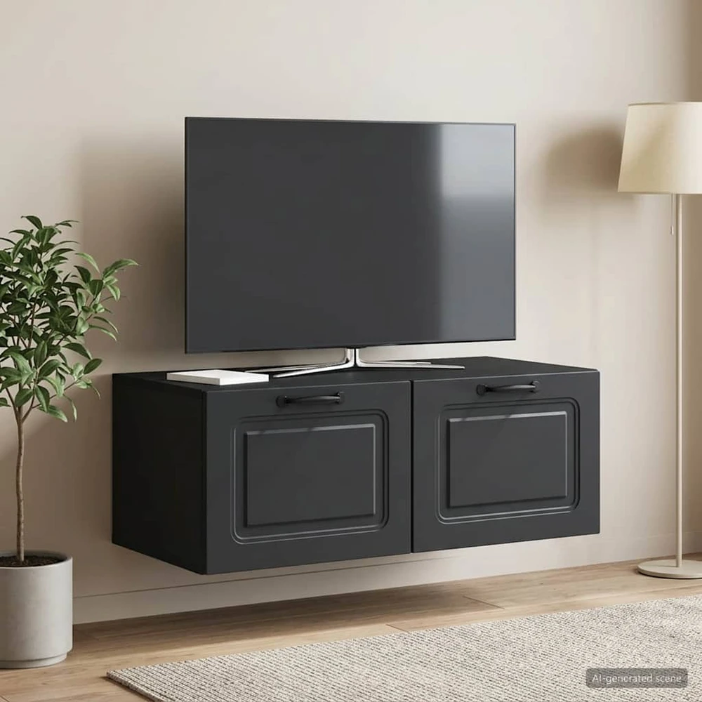 TV staliukas Sieninė TV spintelė Juoda 78,5 x 41 x 30 cm Apdirbta mediena