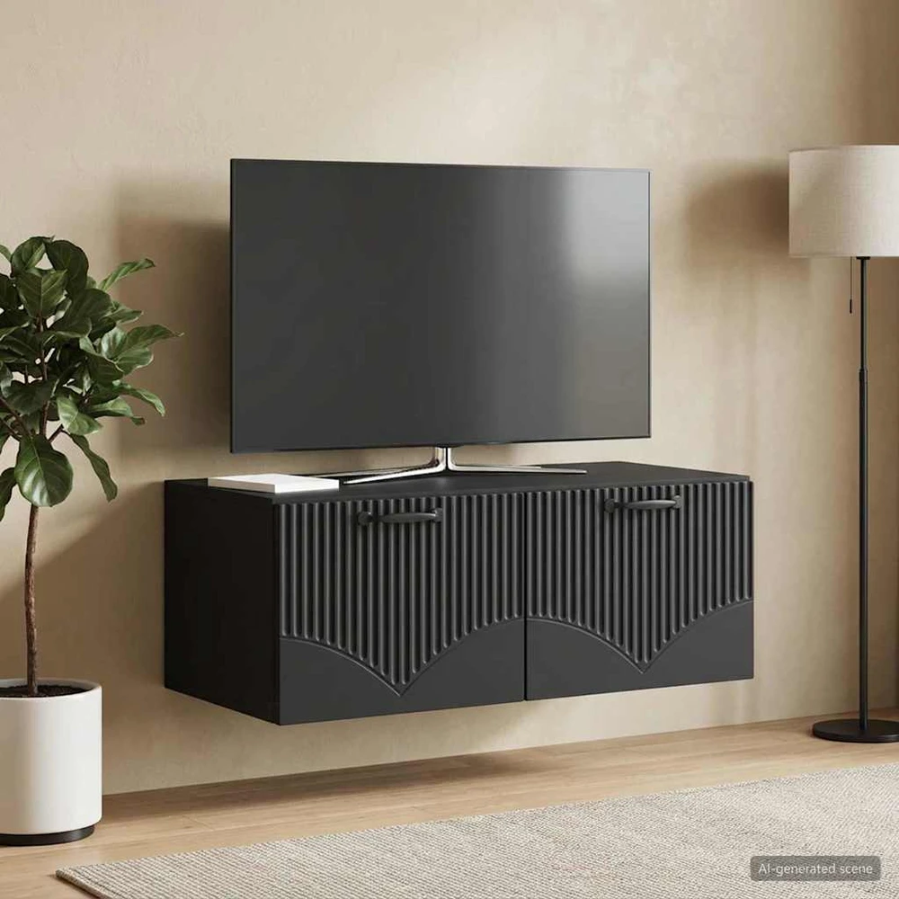 TV staliukas Sieninė TV spintelė Juoda 78,5 x 41 x 30 cm Apdirbta mediena