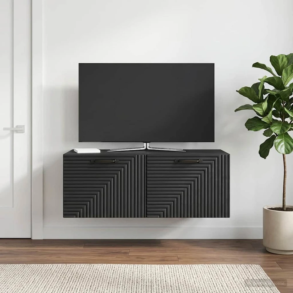 TV staliukas Sieninė TV spintelė Juoda 78,5 x 41 x 30 cm Apdirbta mediena