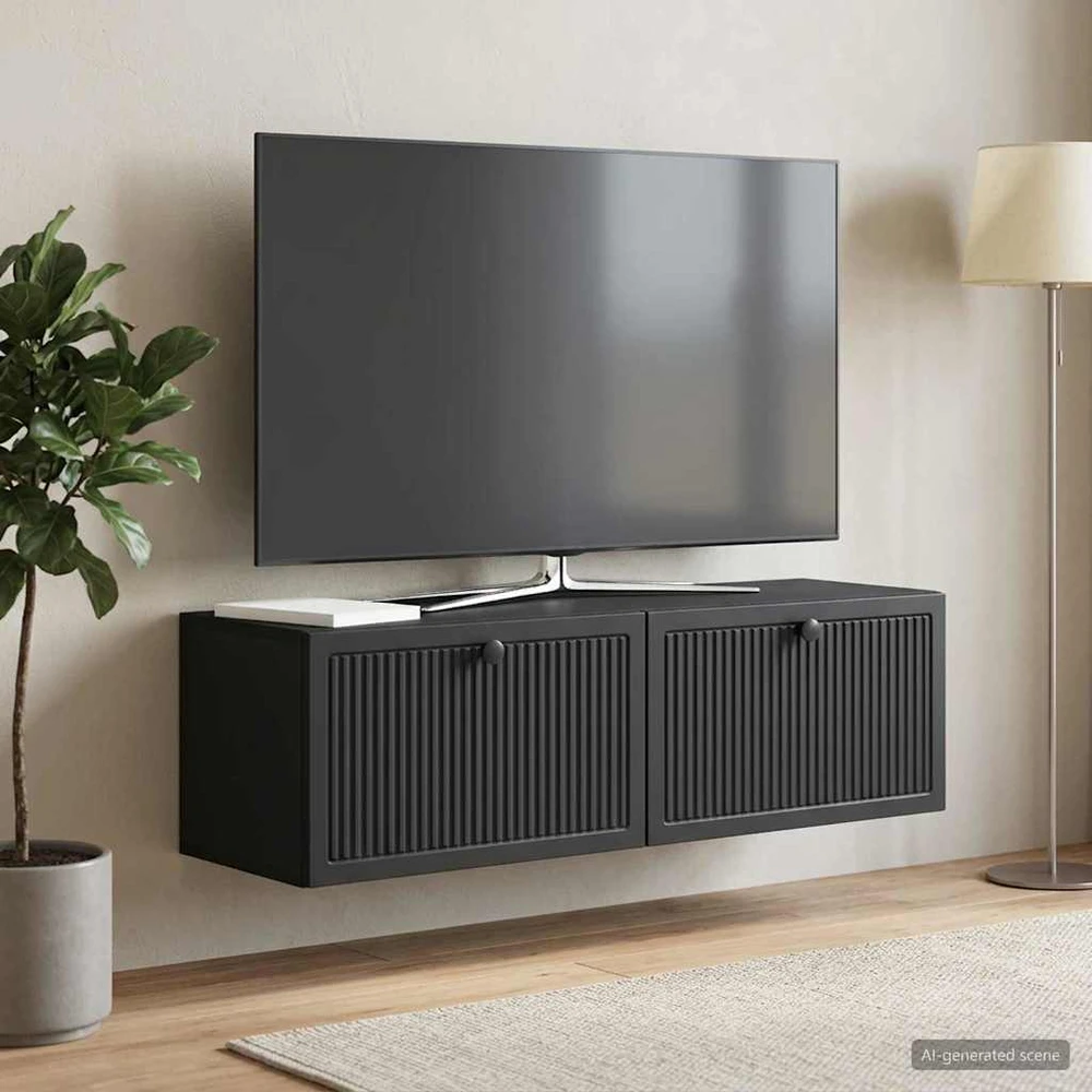 TV staliukas Sieninė TV spintelė Juoda 98 x 31 x 30 cm Apdirbta mediena