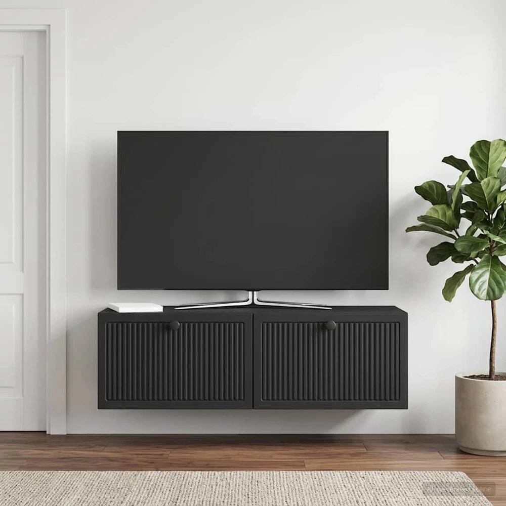 TV staliukas Sieninė TV spintelė Juoda 98 x 31 x 30 cm Apdirbta mediena