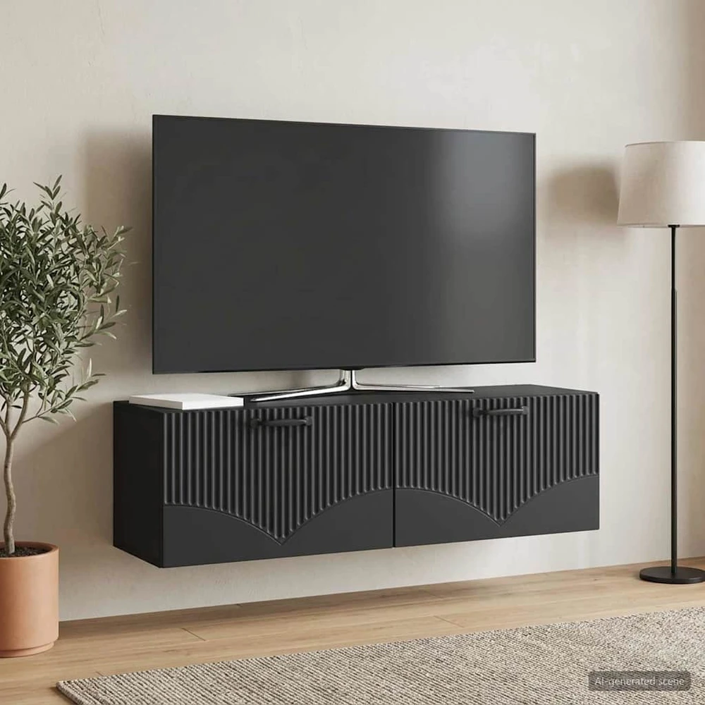 TV staliukas Sieninė TV spintelė Juoda 98 x 31 x 30 cm Apdirbta mediena