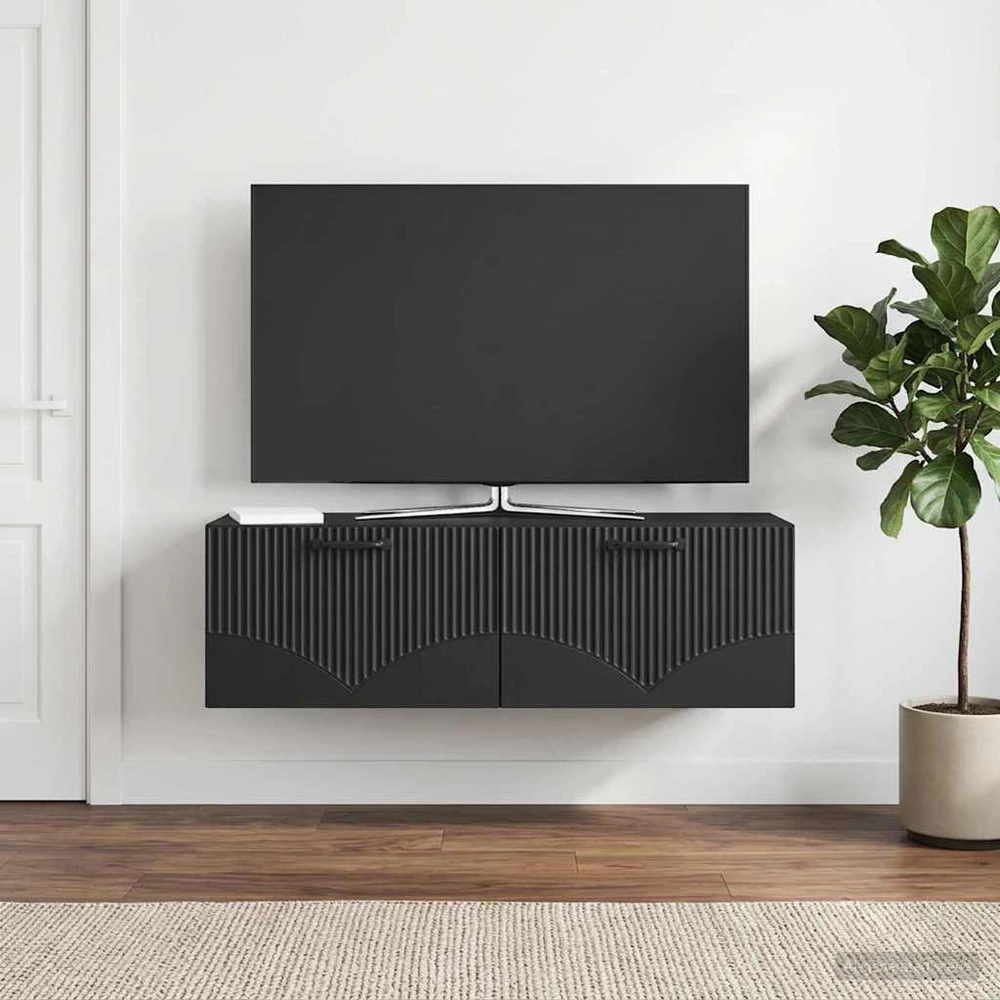 TV staliukas Sieninė TV spintelė Juoda 98 x 31 x 30 cm Apdirbta mediena