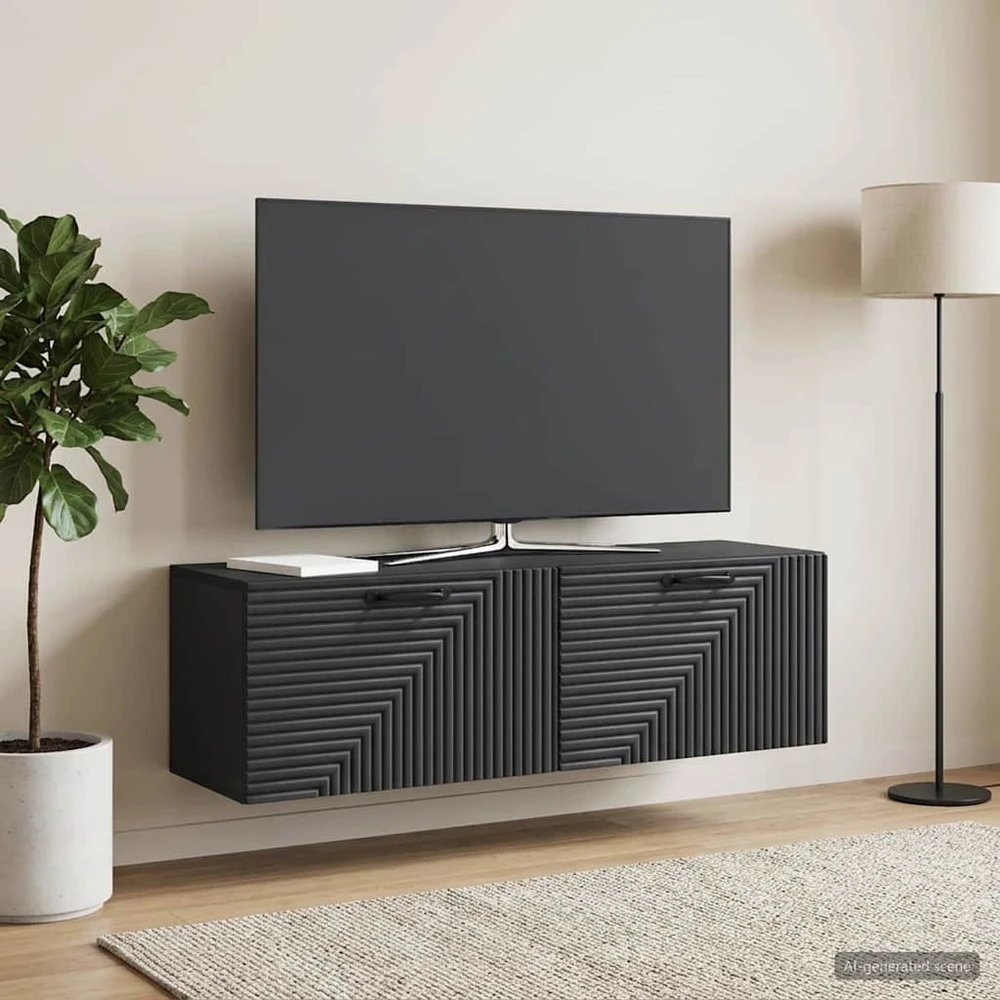 TV staliukas Sieninė TV spintelė Juoda 98 x 31 x 30 cm Apdirbta mediena