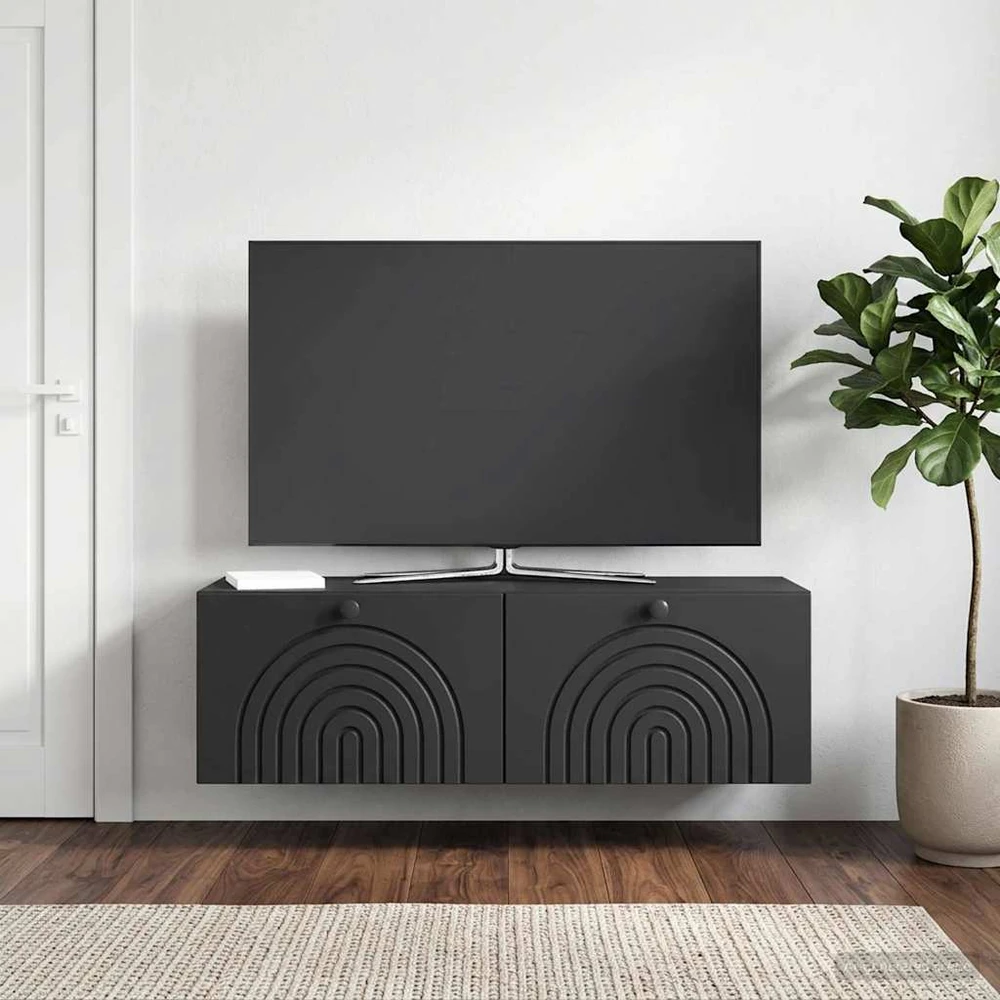 TV staliukas Sieninė TV spintelė Juoda 98 x 31 x 30 cm Apdirbta mediena