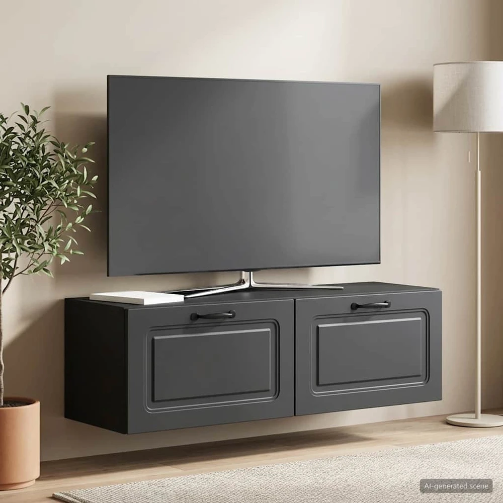 TV staliukas Sieninė TV spintelė Juoda 98 x 31 x 30 cm Apdirbta mediena