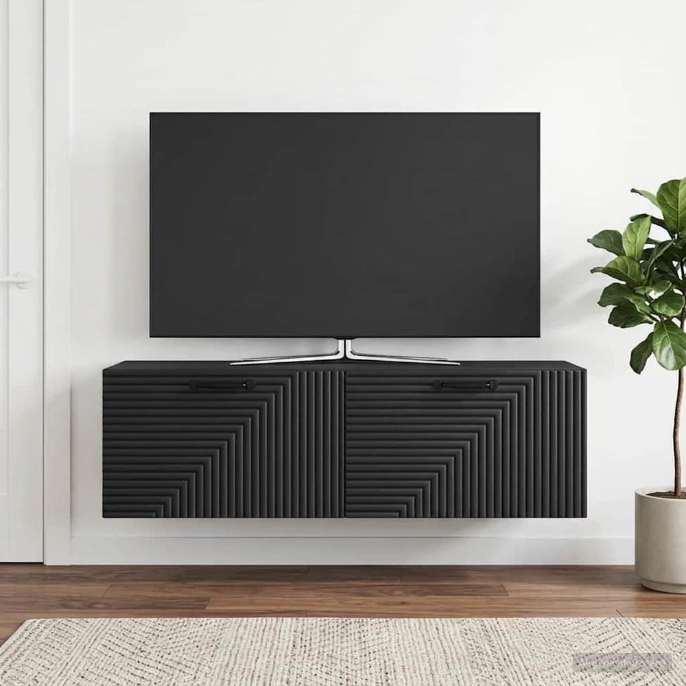 TV staliukas Sieninė TV spintelė Juoda 98 x 31 x 30 cm Apdirbta mediena