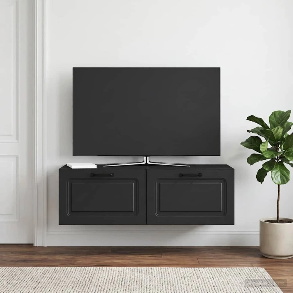 TV staliukas Sieninė TV spintelė Juoda 98 x 31 x 30 cm Apdirbta mediena