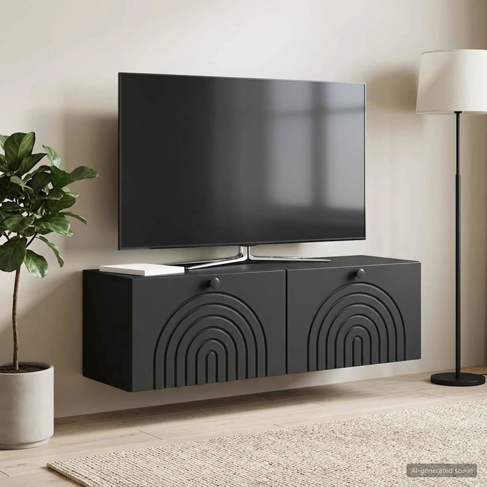 TV staliukas Sieninė TV spintelė Juoda 98 x 31 x 30 cm Apdirbta mediena