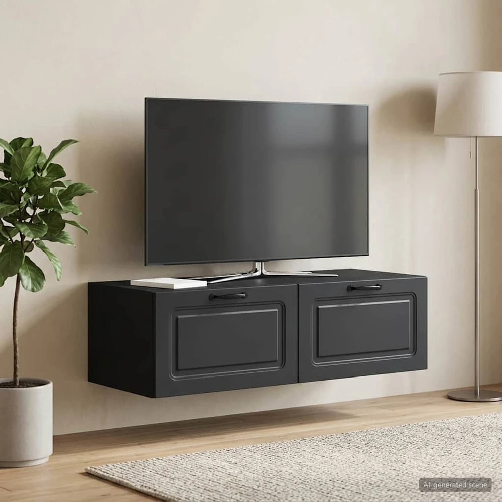 TV staliukas Sieninė TV spintelė Juoda 98 x 41 x 30 cm Apdirbta mediena