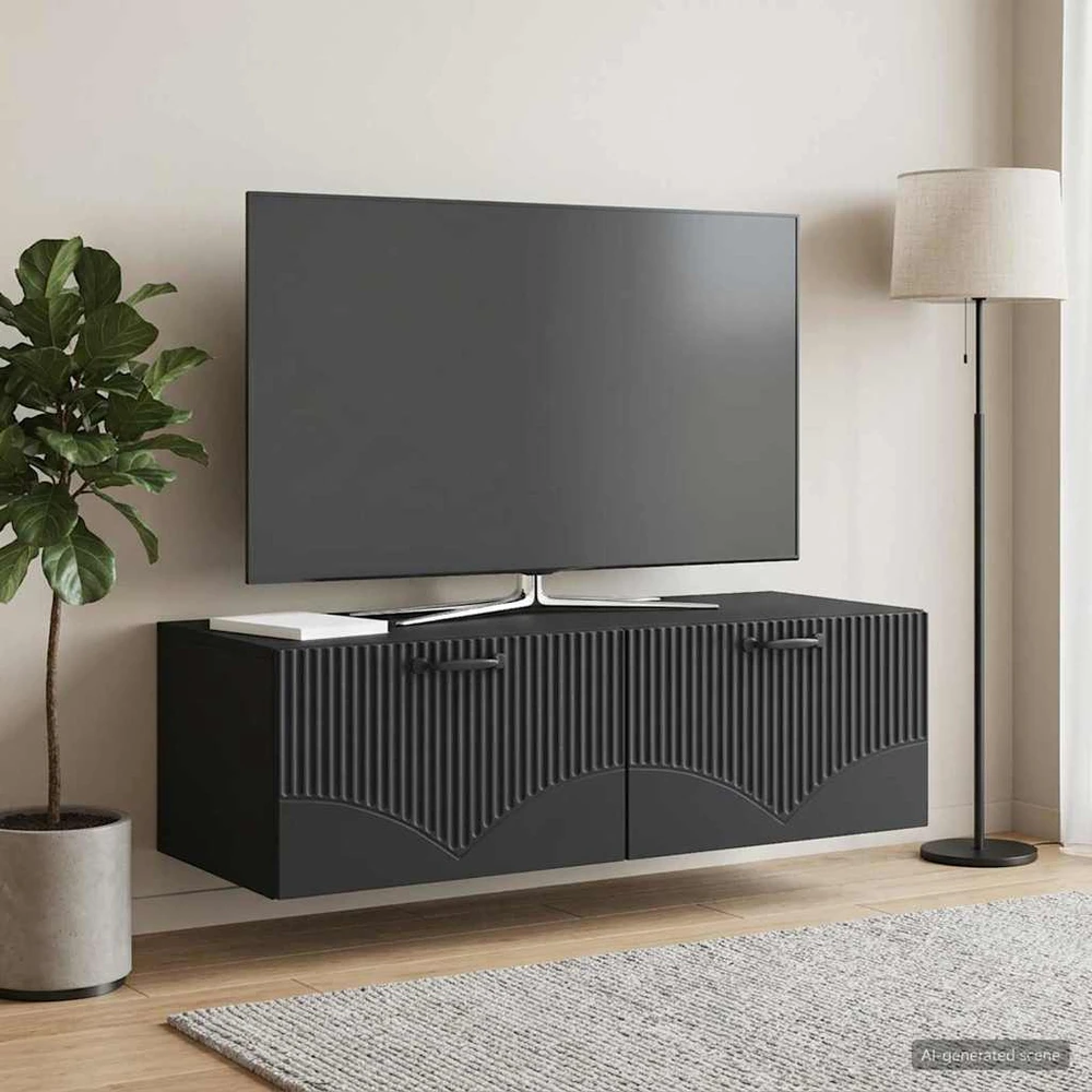 TV staliukas Sieninė TV spintelė Juoda 98 x 41 x 30 cm Apdirbta mediena