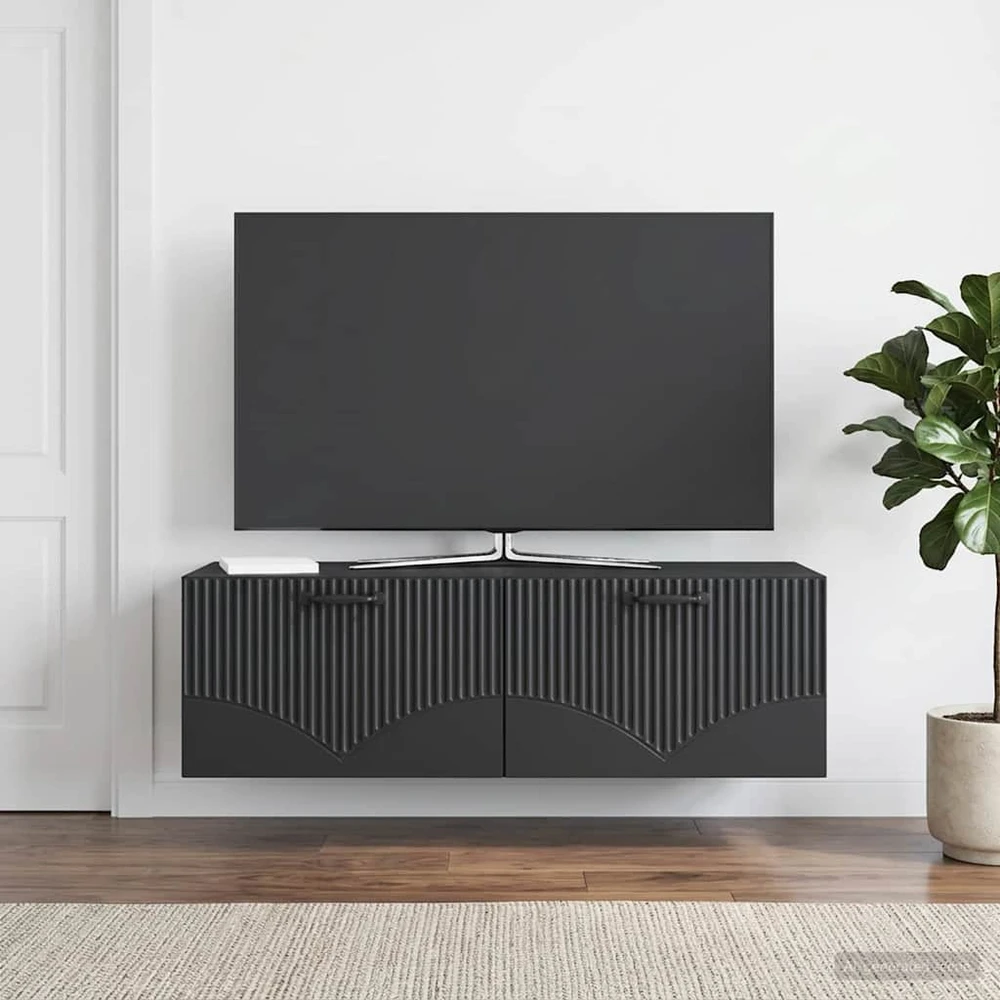 TV staliukas Sieninė TV spintelė Juoda 98 x 41 x 30 cm Apdirbta mediena