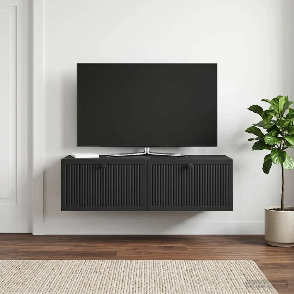 TV staliukas Sieninė TV spintelė Juoda 98 x 41 x 30 cm Apdirbta mediena