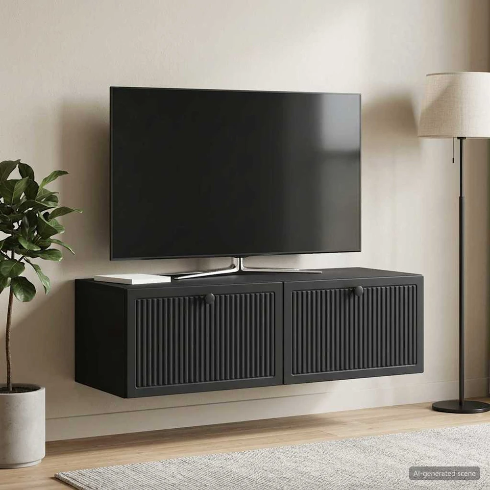 TV staliukas Sieninė TV spintelė Juoda 98 x 41 x 30 cm Apdirbta mediena