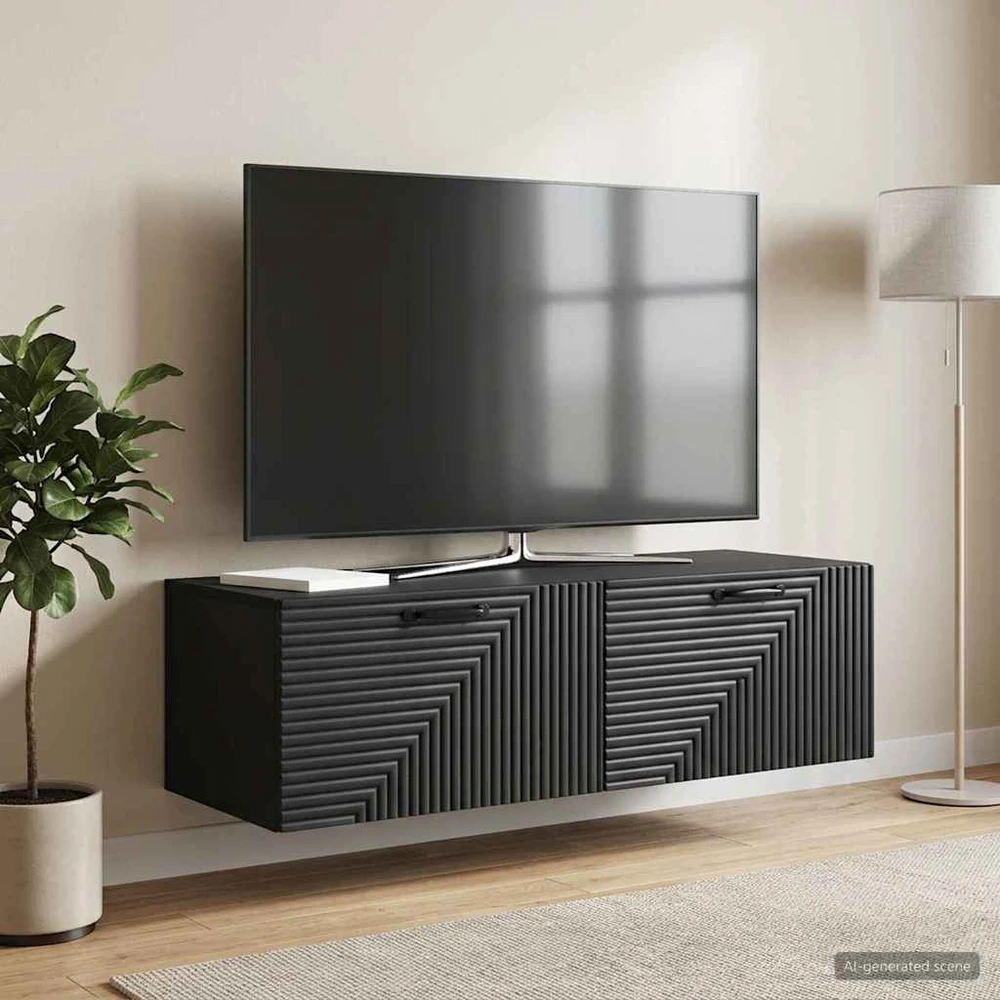 TV staliukas Sieninė TV spintelė Juoda 98 x 41 x 30 cm Apdirbta mediena