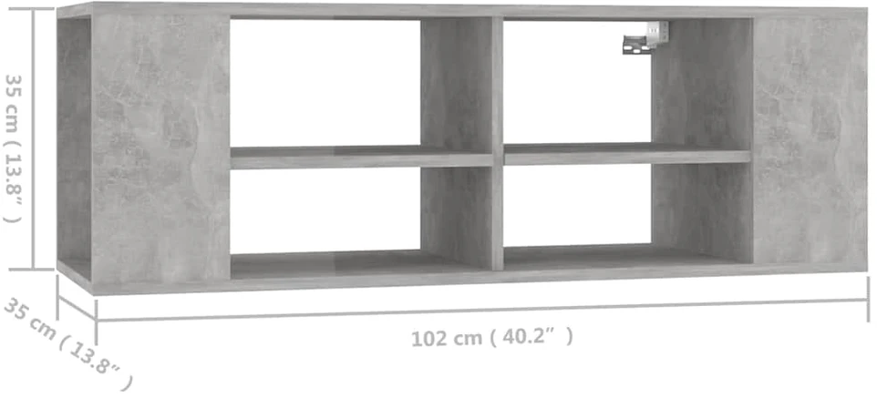 TV staliukas Sieninė TV spintelė, pilka, 102x35x35cm, apdirbta mediena