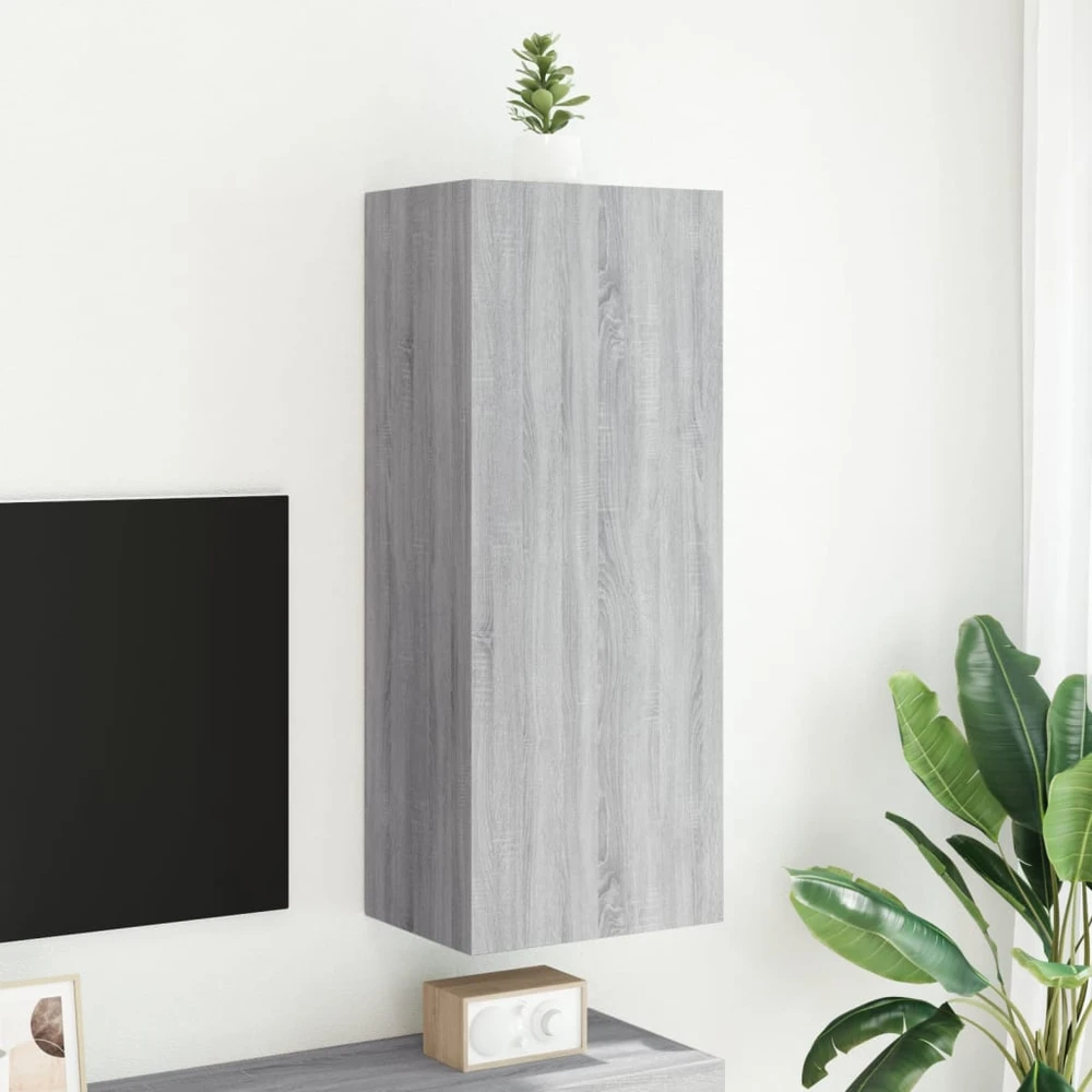 TV staliukas Sieninė TV spintelė, pilka ąžuolo, 40,5x30x102cm, mediena