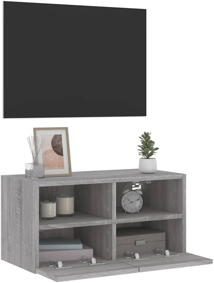 TV staliukas Sieninė TV spintelė, pilka ąžuolo, 60x30x30cm, apdirbta mediena
