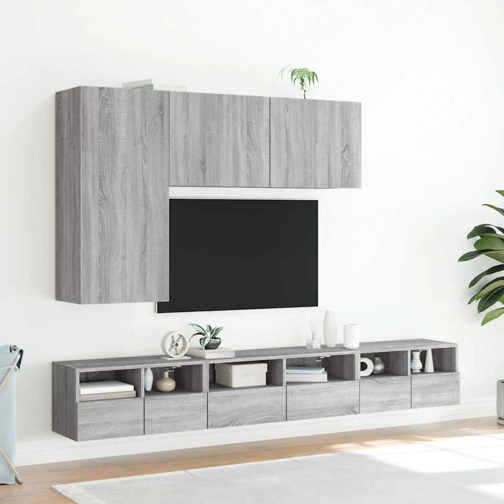 TV staliukas Sieninė TV spintelė, pilka ąžuolo, 60x30x30cm, apdirbta mediena